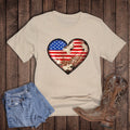 Patriotic Western Flag Cowhide Heart Graphic Tee