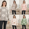 Daisy Jacquard Cozy Crew Neck Sweater
