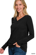 Cotton V Neck  Long Sleeve T-Shirts