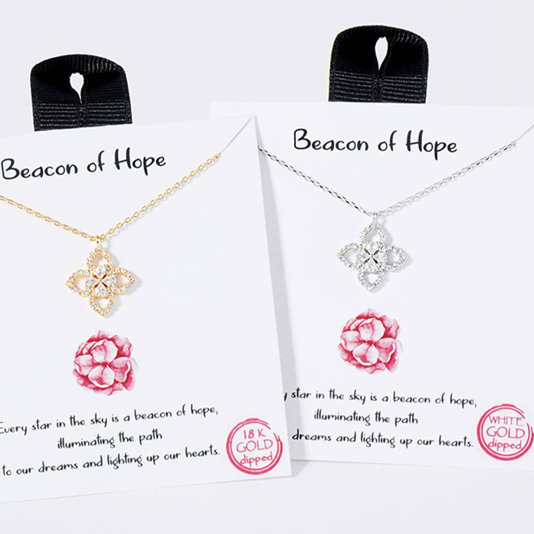 Beacon Flower Cz Paved Pendant Necklace