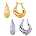 14K Dipped Chunky Oval Hoop Pin Catch Earrings