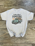 Farm Fresh Pumpkins with Truck On Silver Tee
