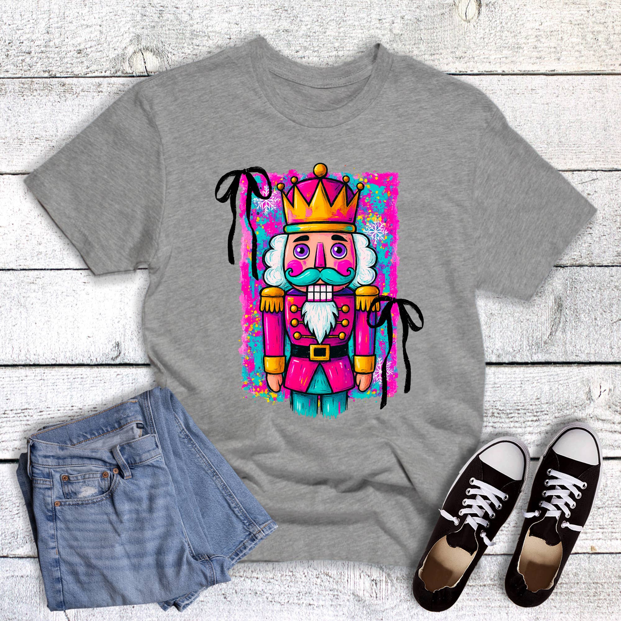Christmas Preppy Painted Nutcracker Graphic Tee