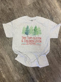 Tree Tops & Children Listen On Ash Gray Tee