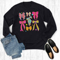 Retro Colorful Bow Collage Graphic Sweatshirt