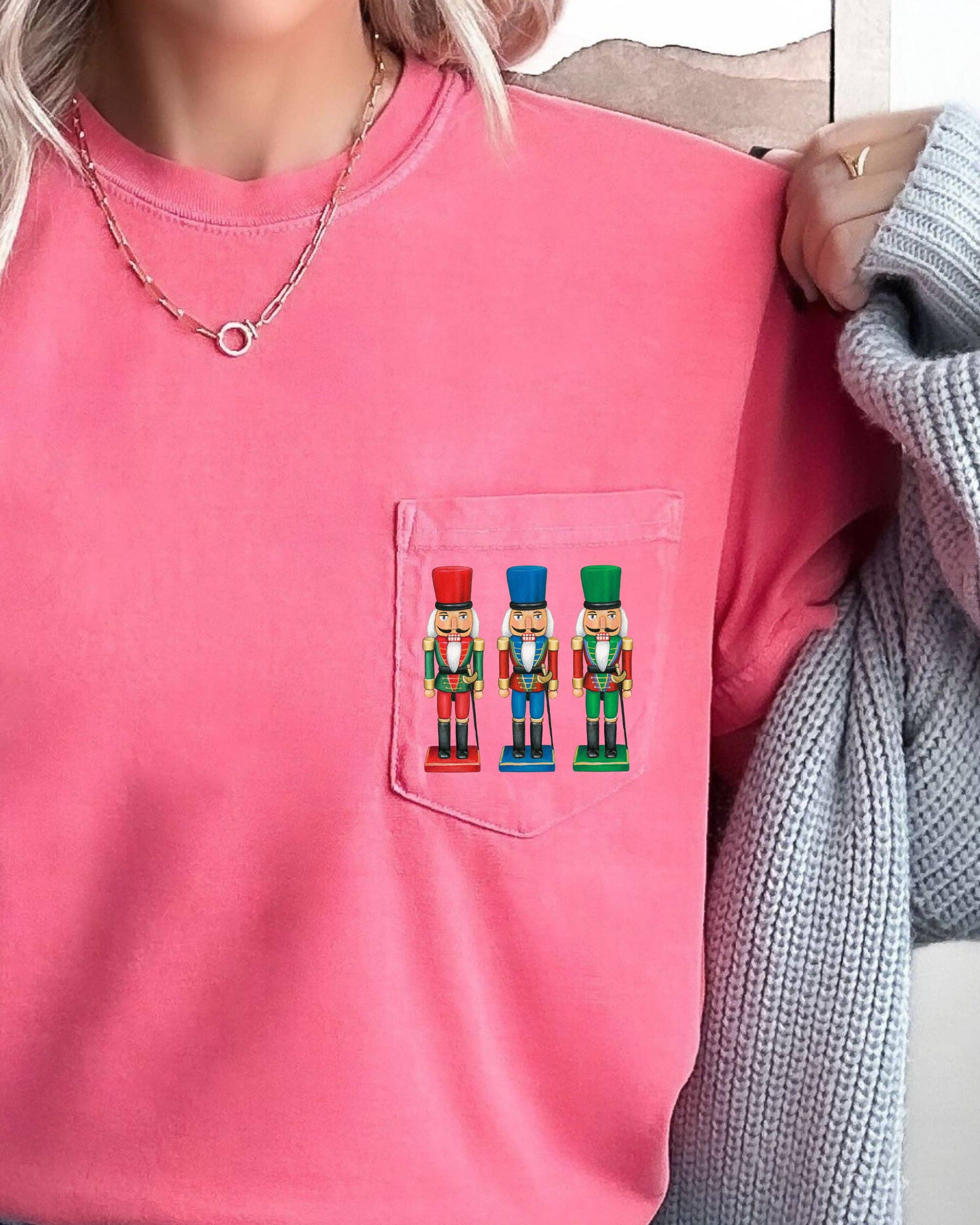 Nutcrackers, Christmas Santa Snow Winter Xmas Pocket Tee