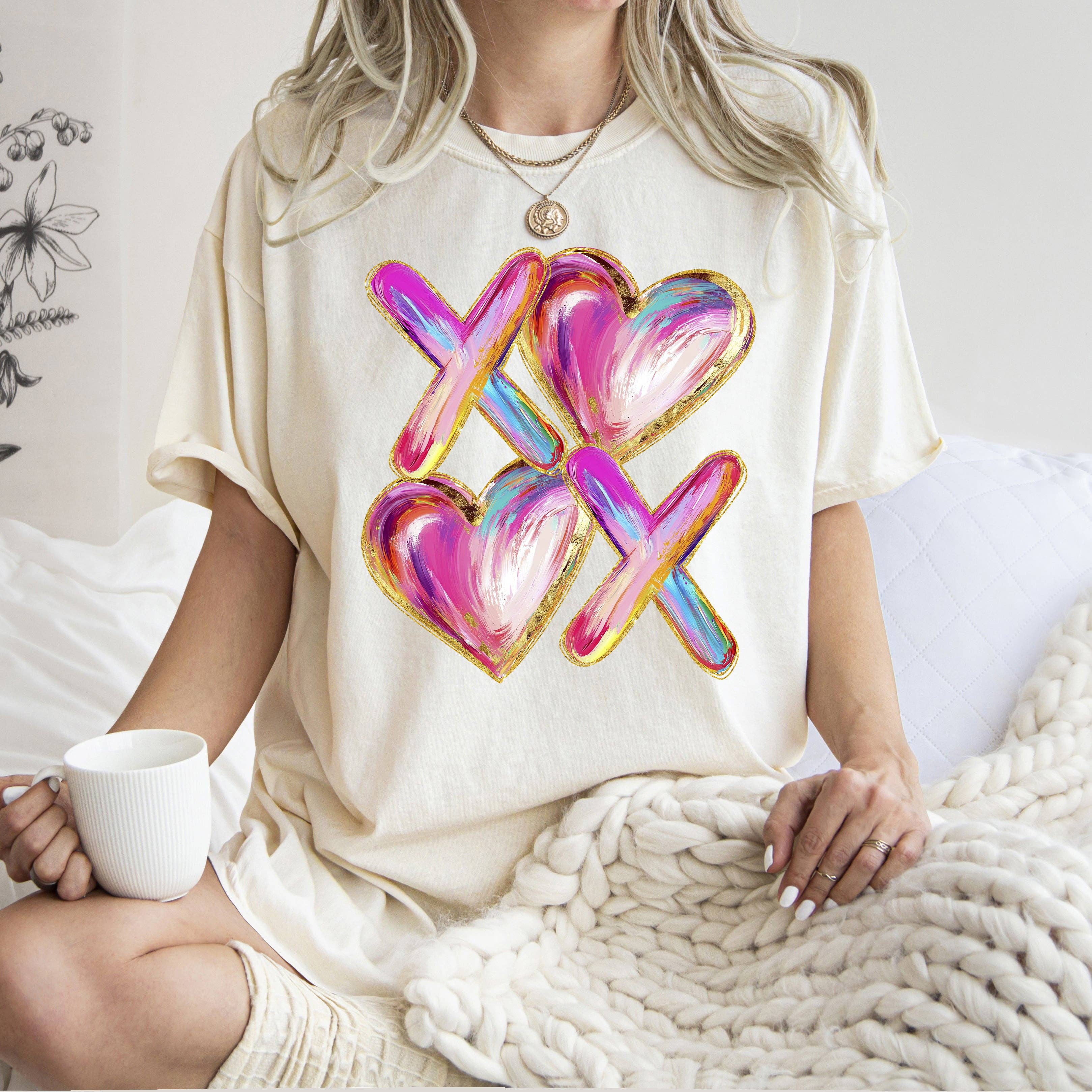 Glittery Colorful Valentine's Hearts Comfort Colors T-Shirt