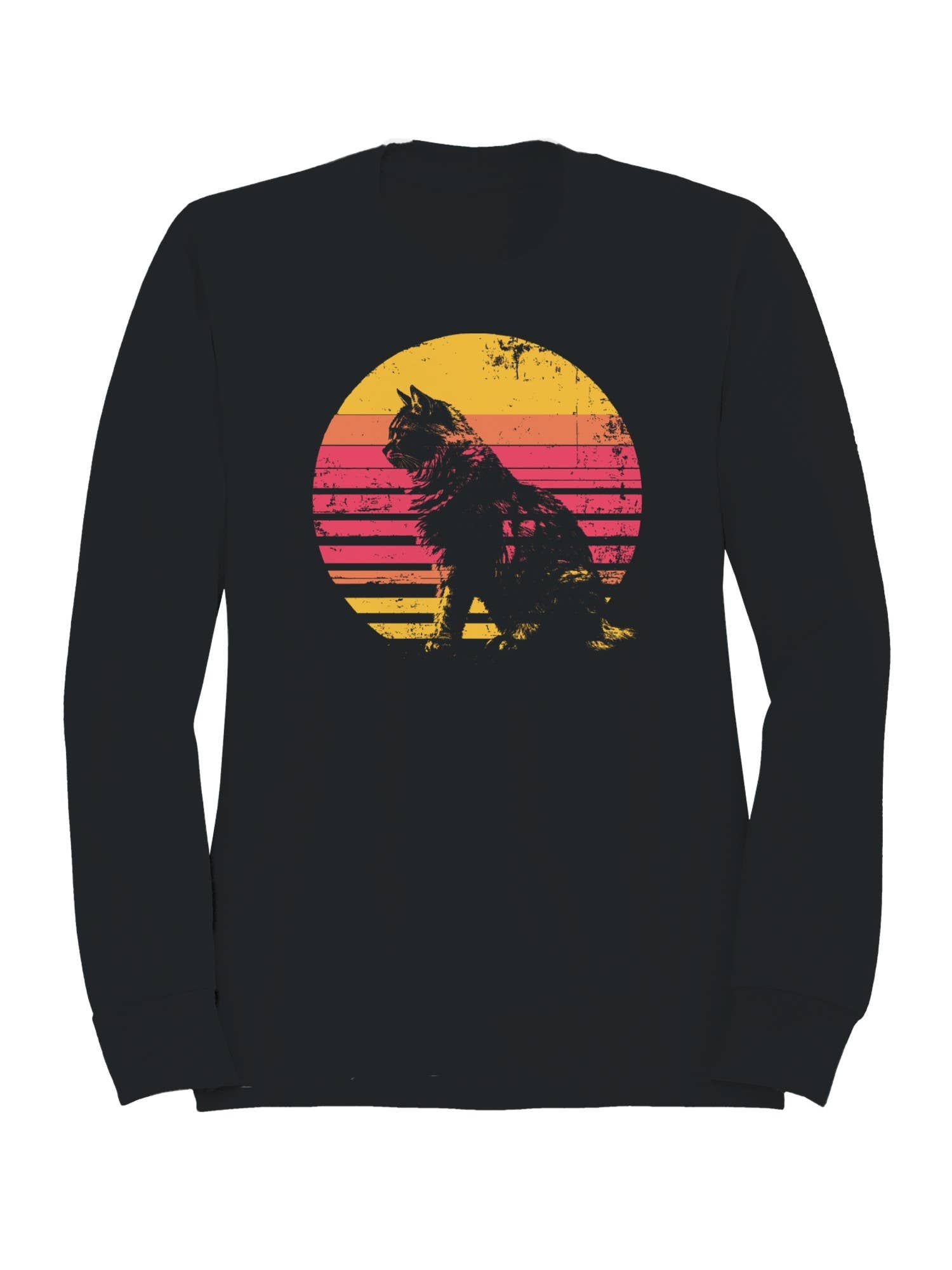 Retro Sunset Cat Silhouette Art Men's Sweatshirt