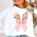 Plaid Coquette Bow Easter  Bunny Ears  Graphic Sweatshirt