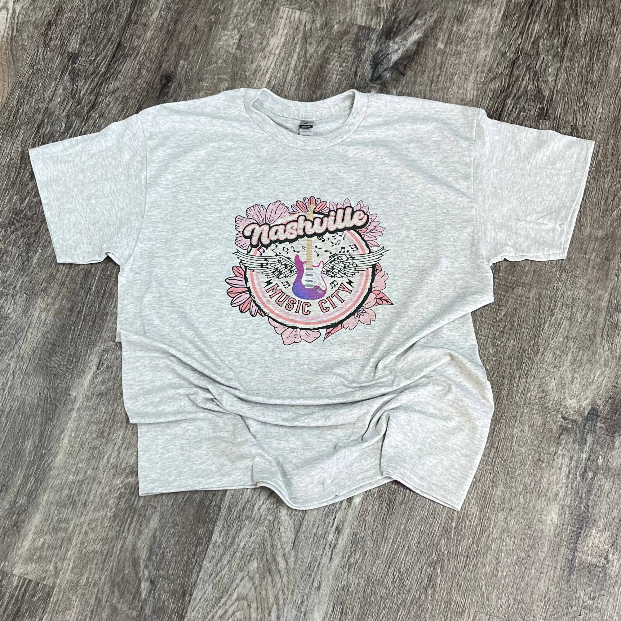 Nashville Music City On Ash Gray Tee