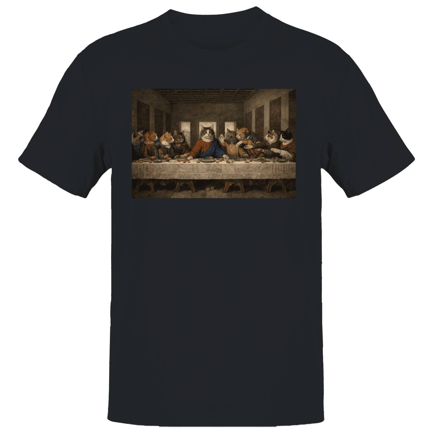 Last Supper Cat Parody Men's T-Shirt Black