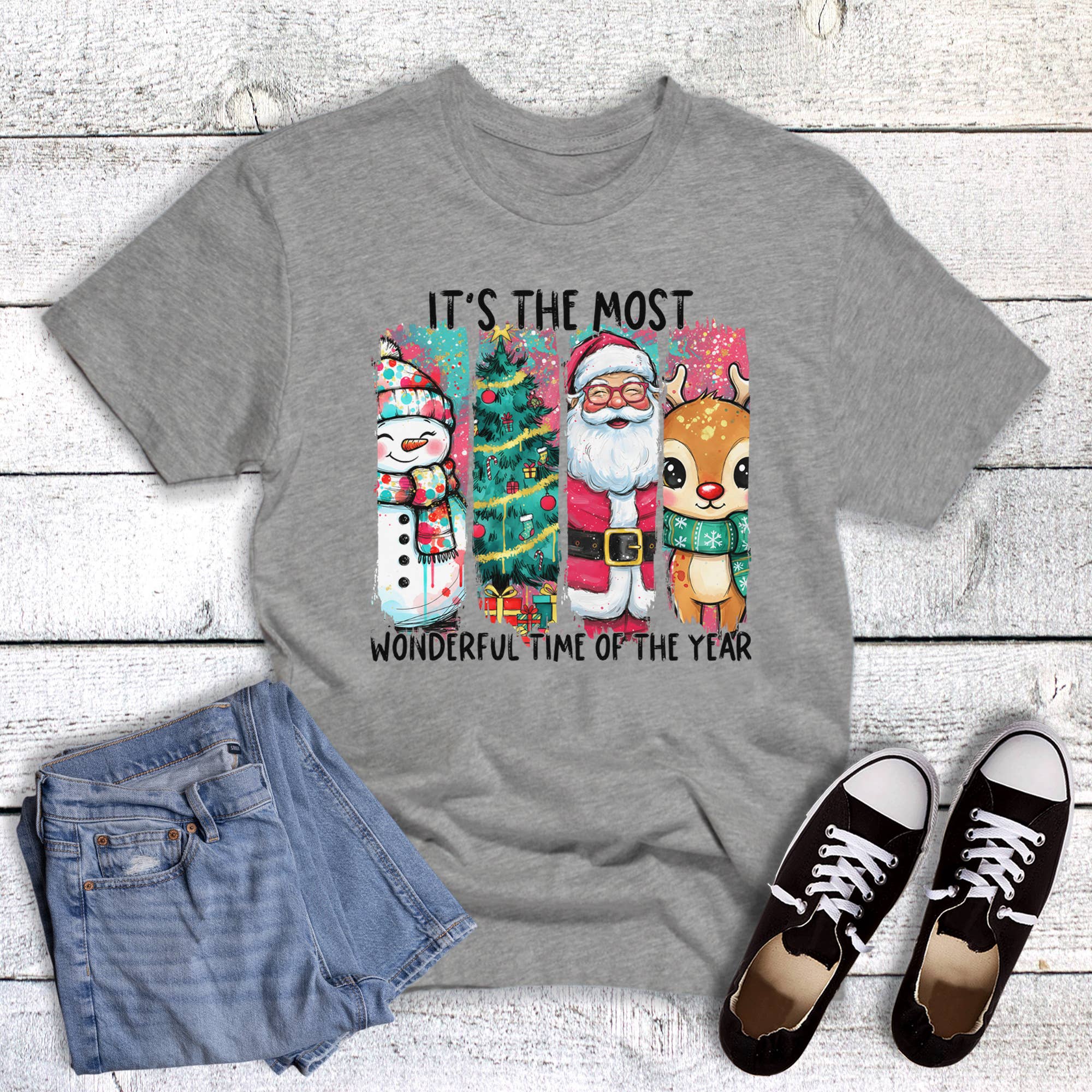 Christmas Watercolor Wonderful Time of Year Graphic Tee