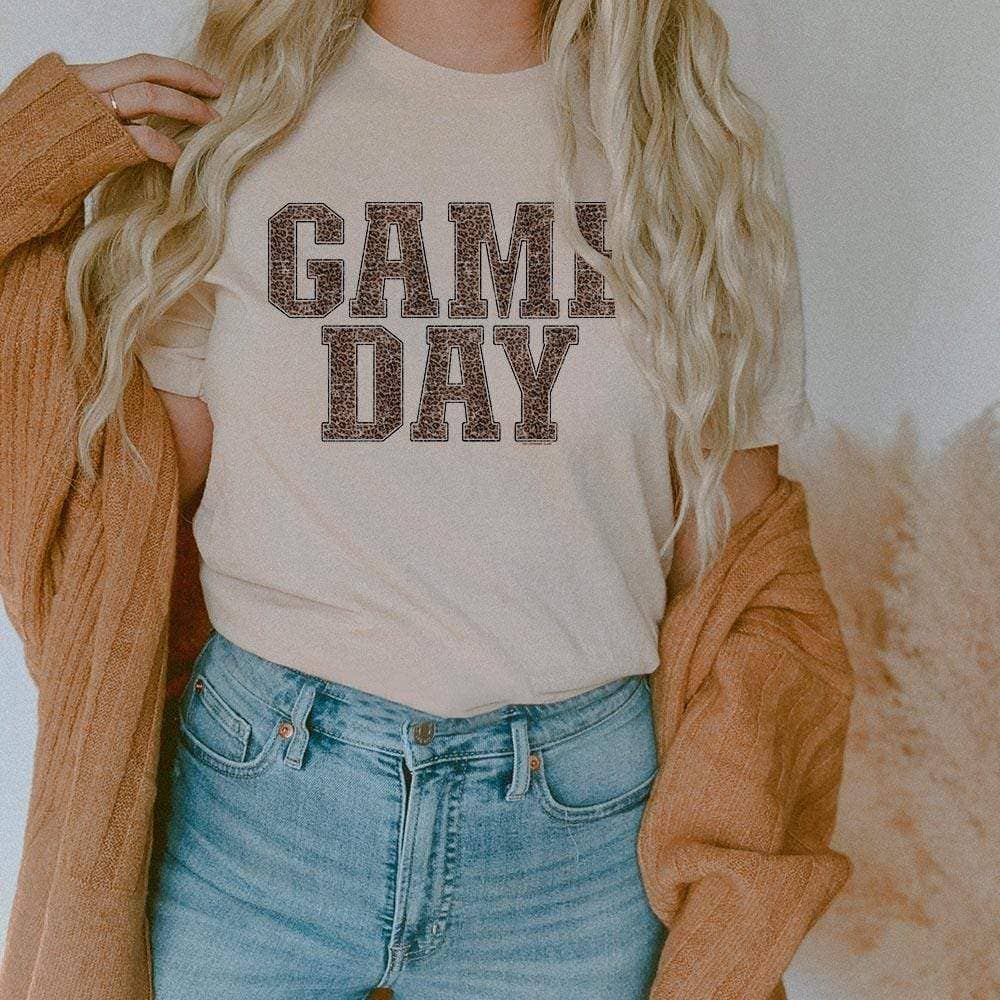 Gameday Leopard Print - Cream Tee
