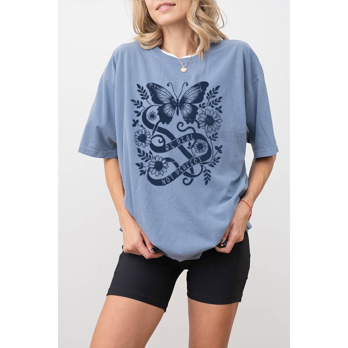 Be Real Not Perfect Vintage Graphic Oversized Tee