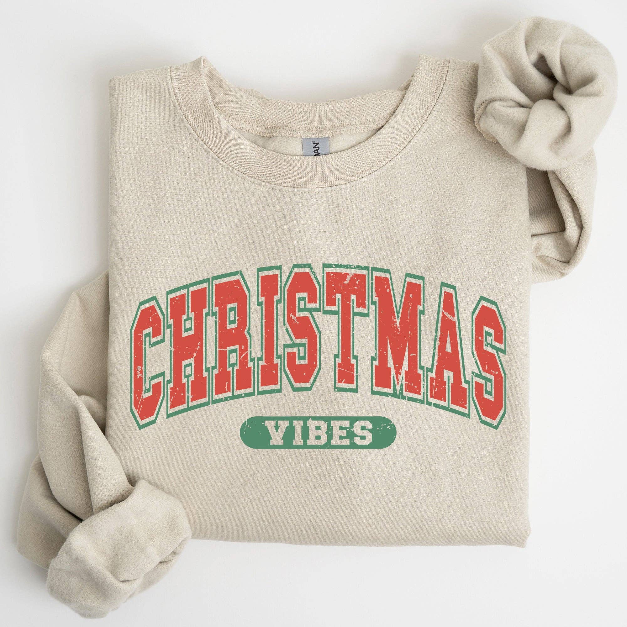 Christmas Vibes, Retro, Varsity, Santa, Snow Xmas Sweatshirt