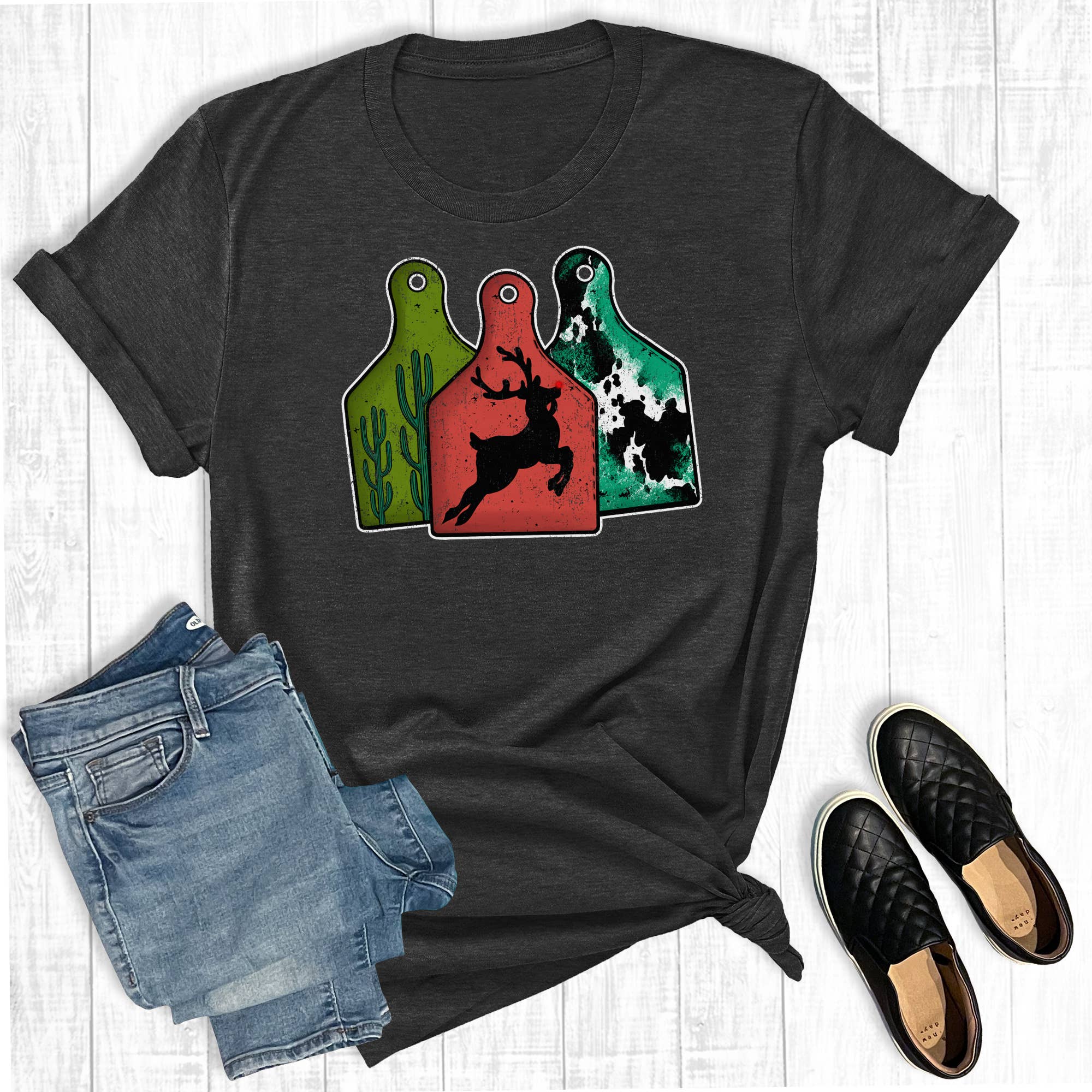 Western Christmas Cattle Tags Graphic Tee