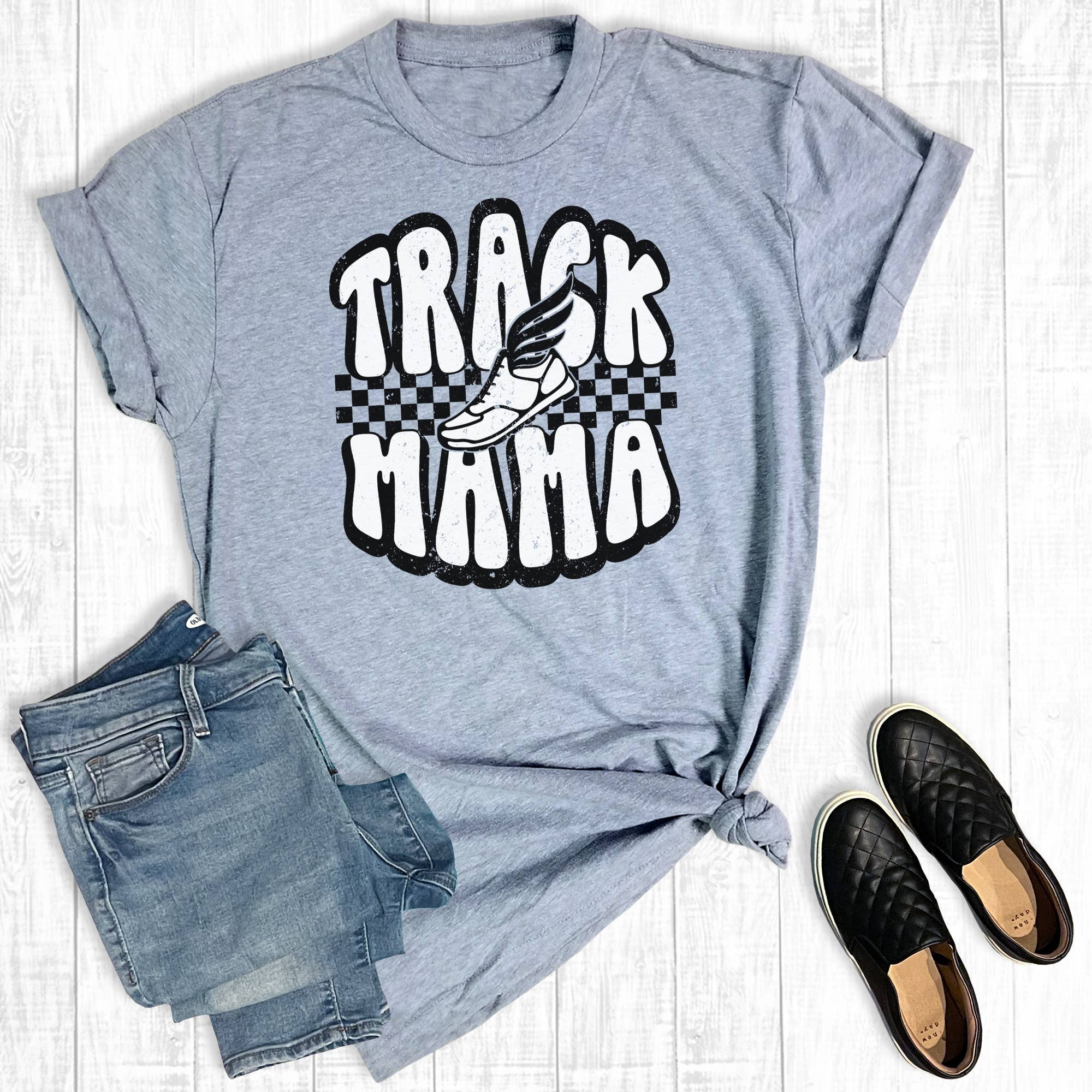 Retro Checkered Track Mama Graphic Tee