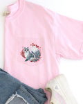 Christmas Fox, Folk Art, Santa, Flowers, Floral Pocket Tee