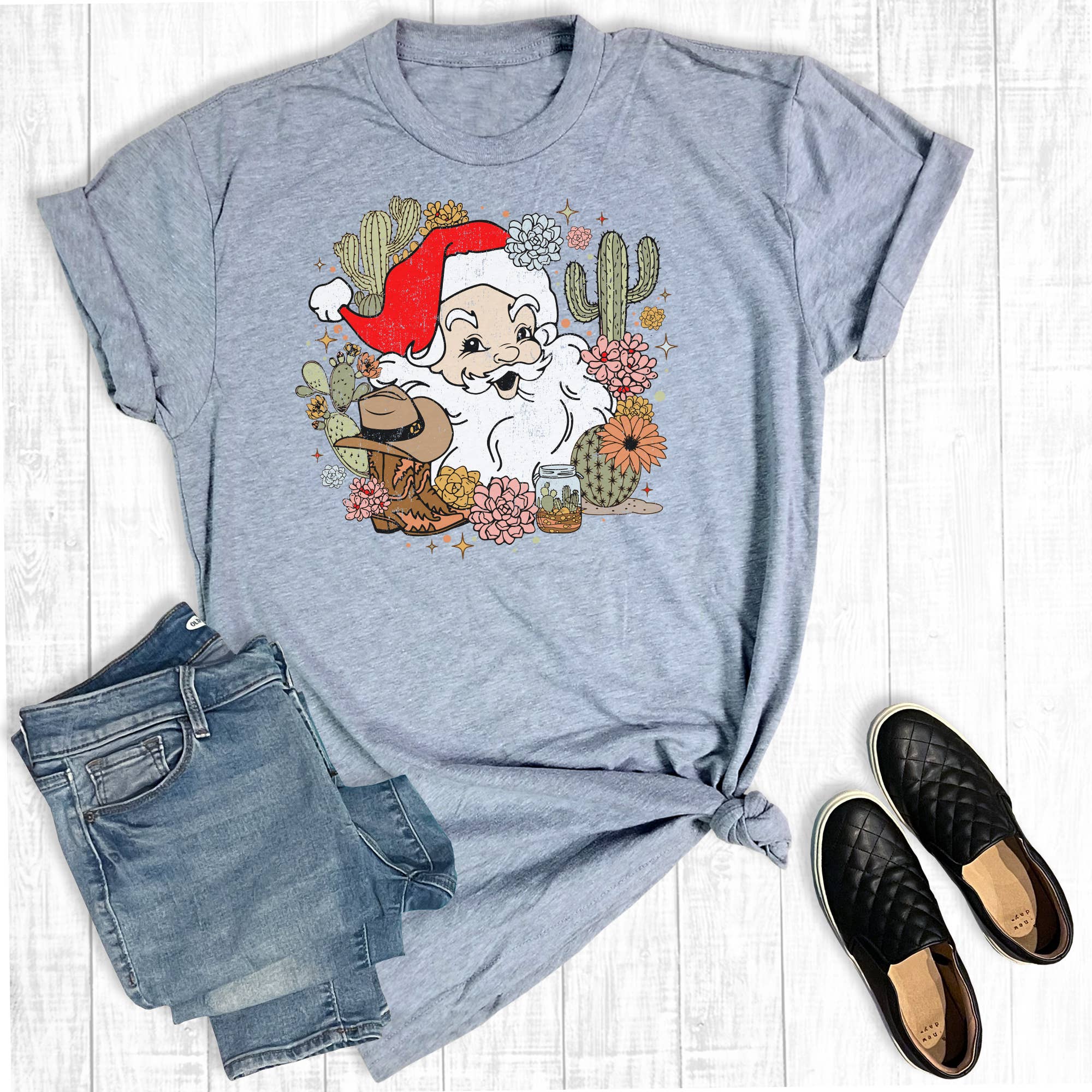 Western Cactus Santa Graphic Tee