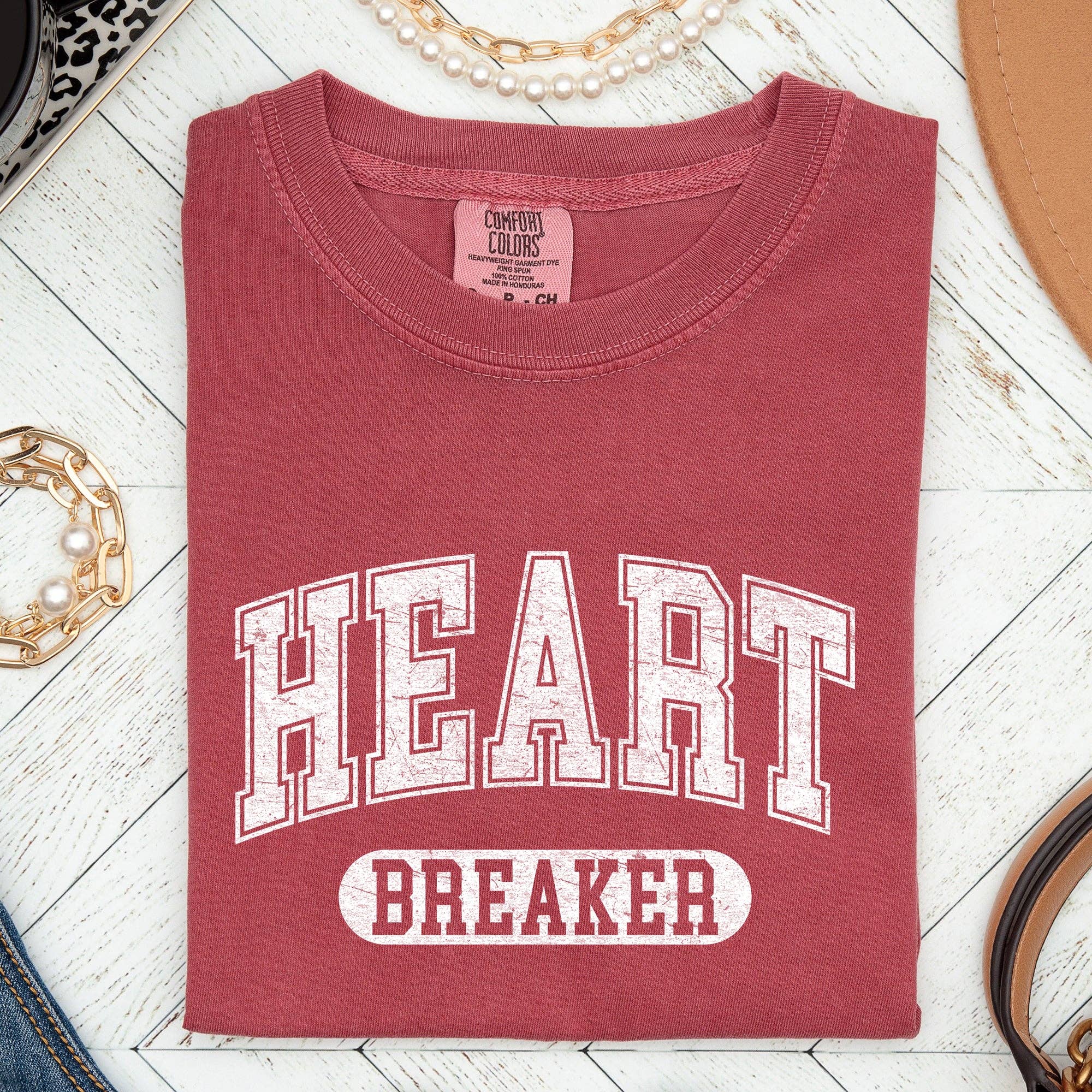 Heart Breaker, Collegiate, Love, Comfort Colors Tshirt, Valentine's Day