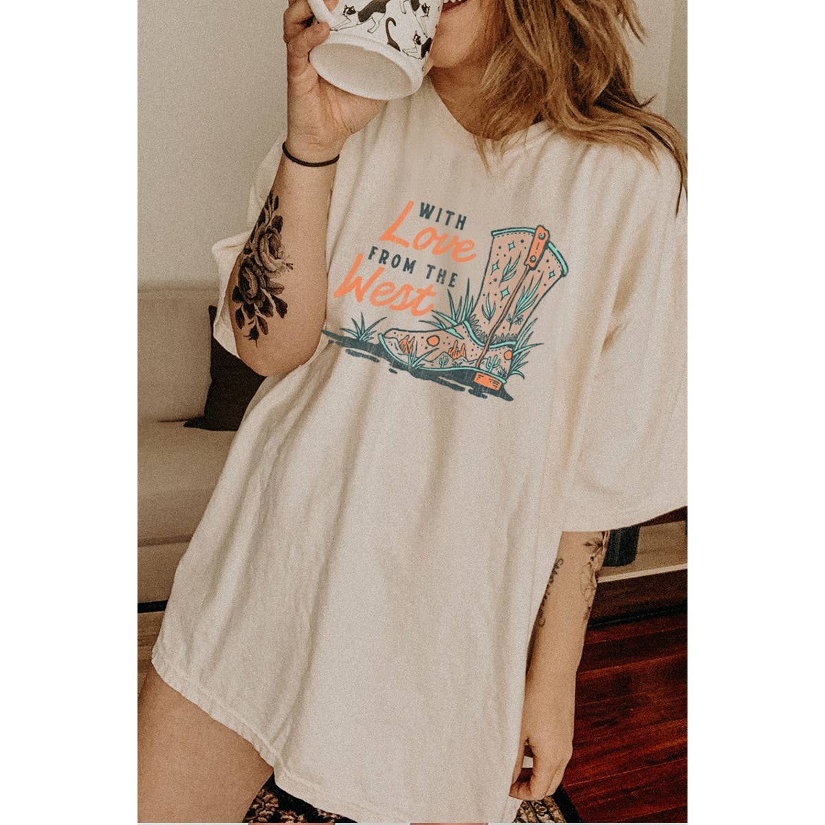 With Love from the West  Graphic Oversized Tee