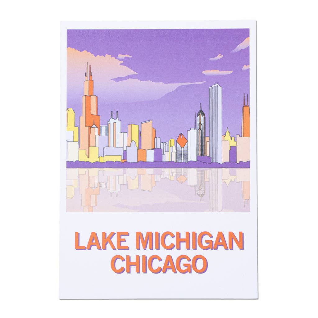 Lake Michigan Illustration Postcard