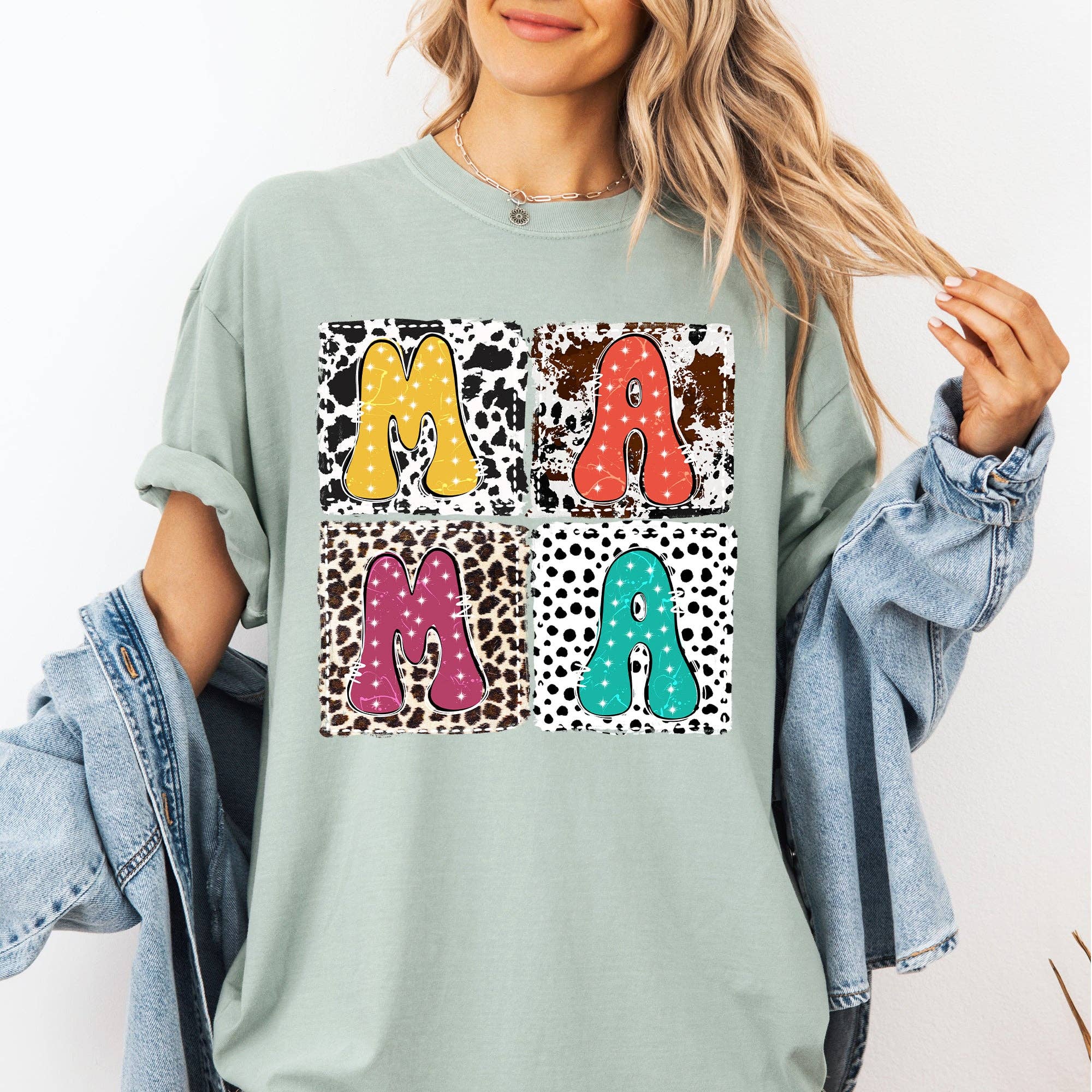 Mama, Leopard, Cow, Dalmatian, Retro, Mother's Day Tshirt