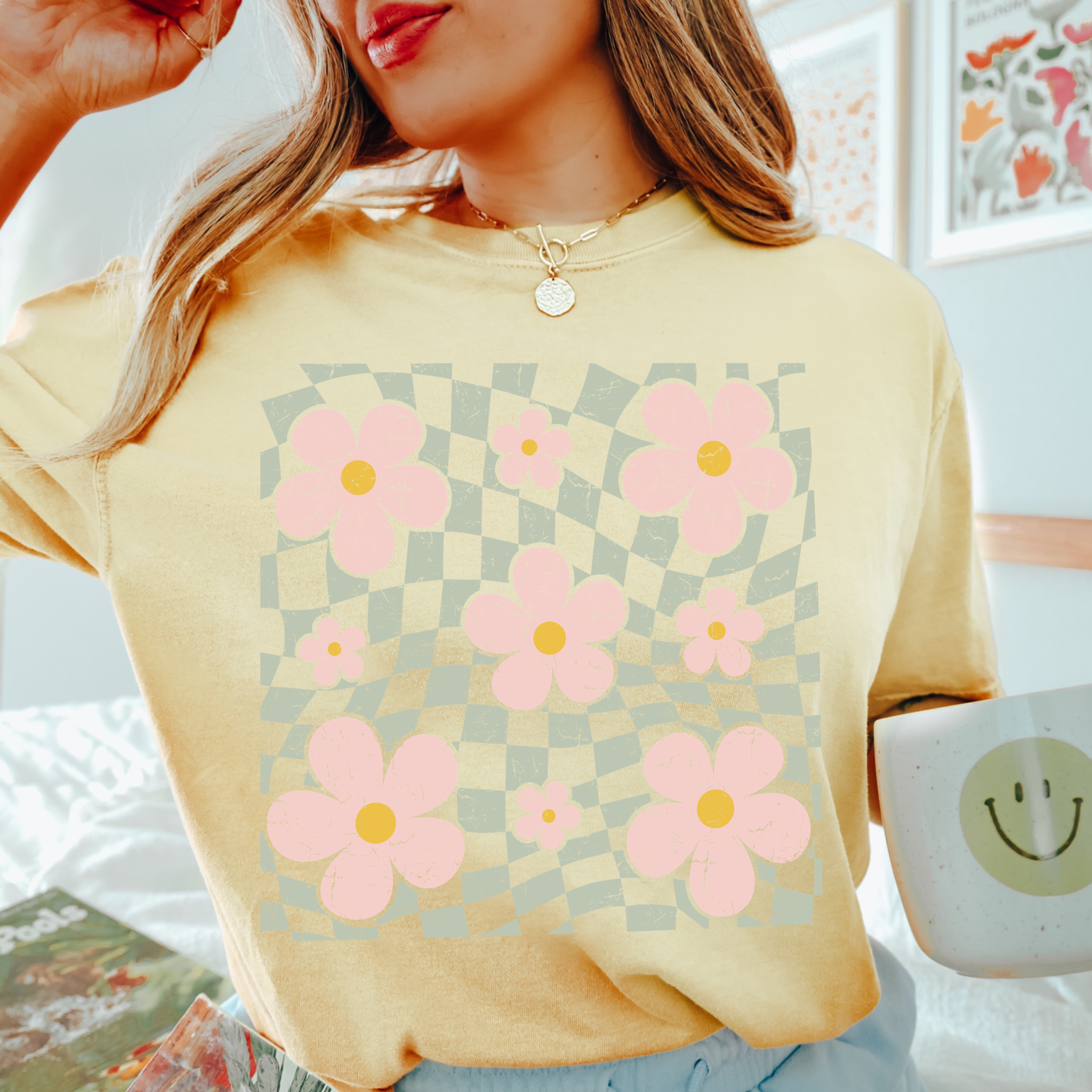 Retro Spring Flowers Comfort Color Graphic Tee