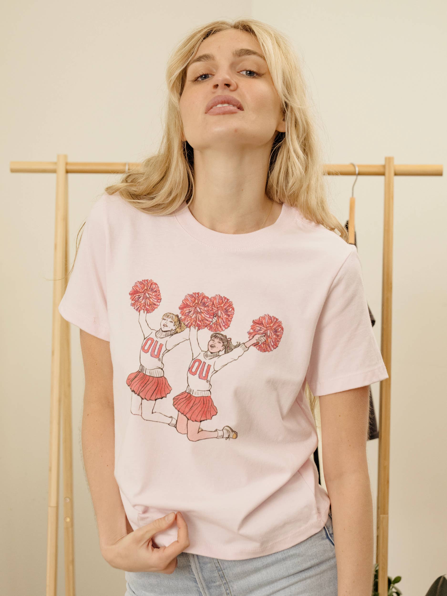 Ou Oklahoma Sooners Cheer Pink Ellie Perfect Tee