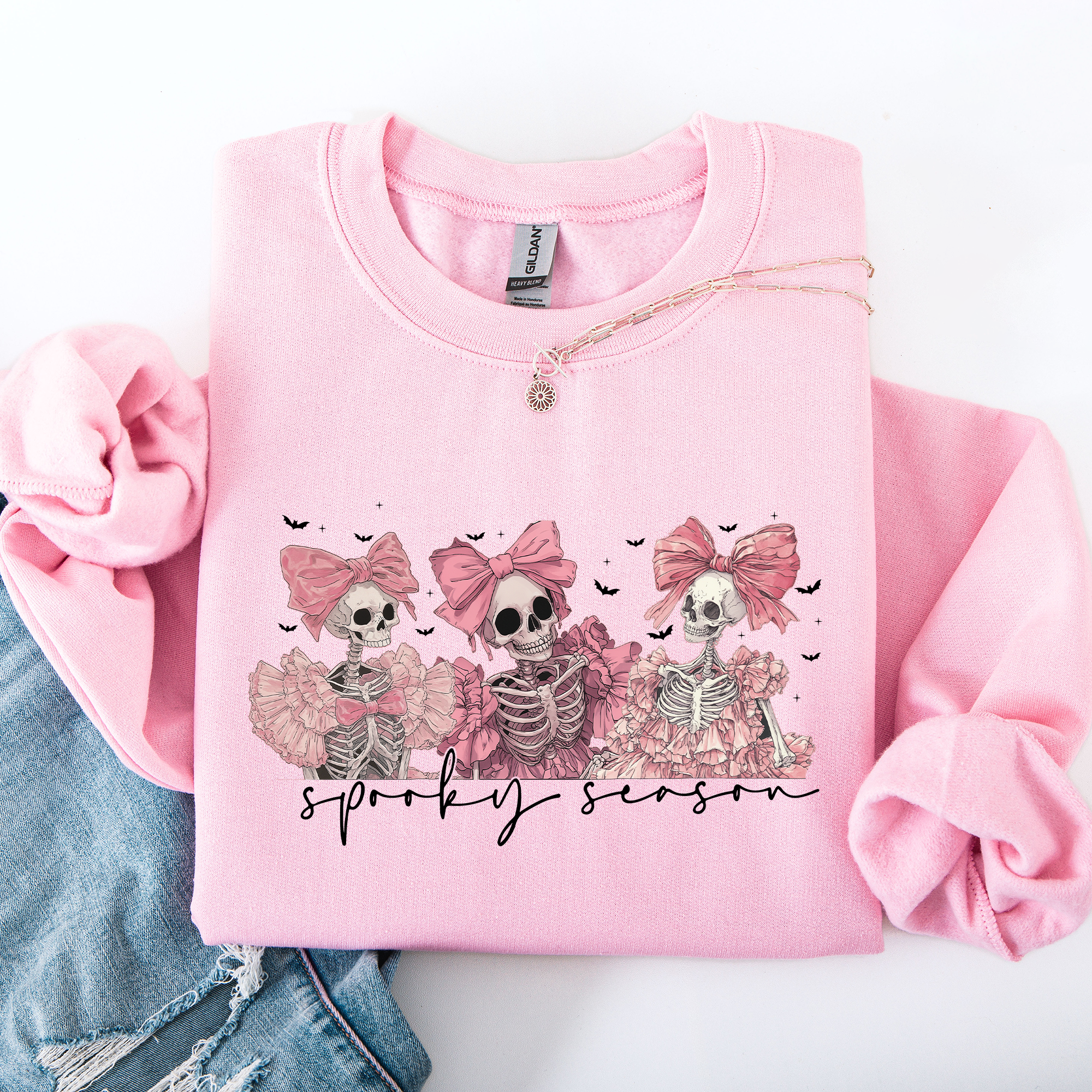 Spooky Season, Pink Skeletons, Halloween Sweatshirt