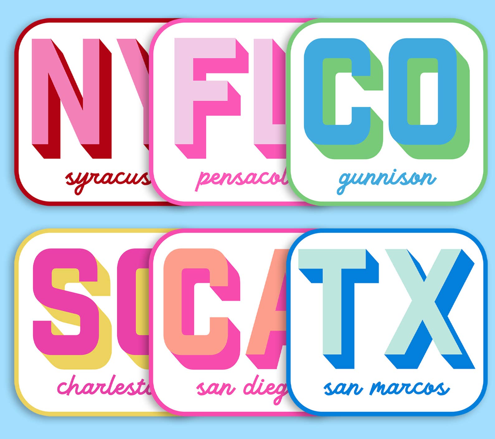 Custom City Initial Sticker Retro Travel Souvenir Sticker