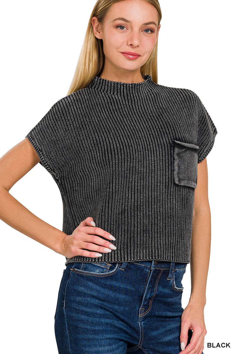 .....SI-25683 Premium Washed Mock Neck Sweater
