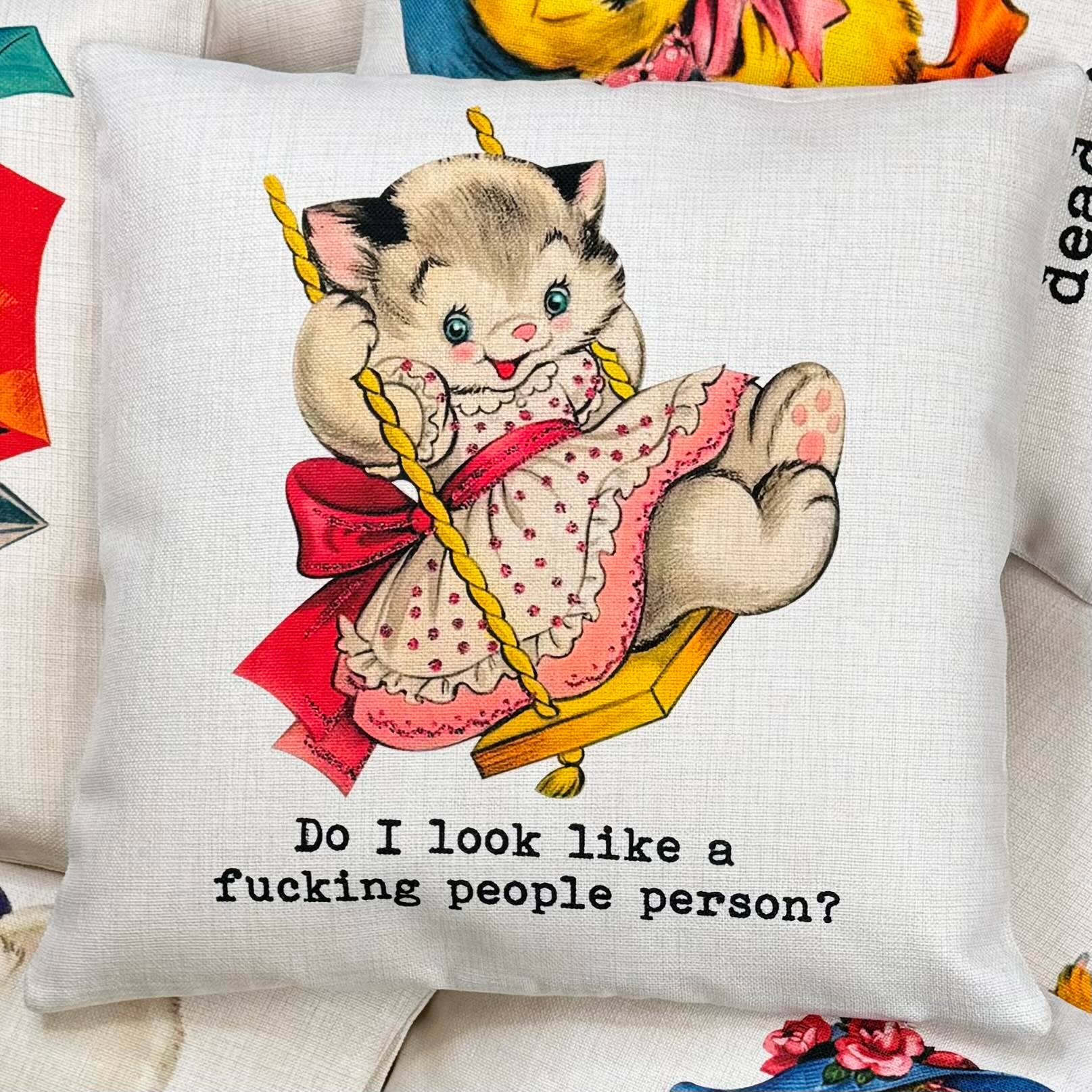 People Person Funny Vintage Pillow, Funny Pillow, Decor