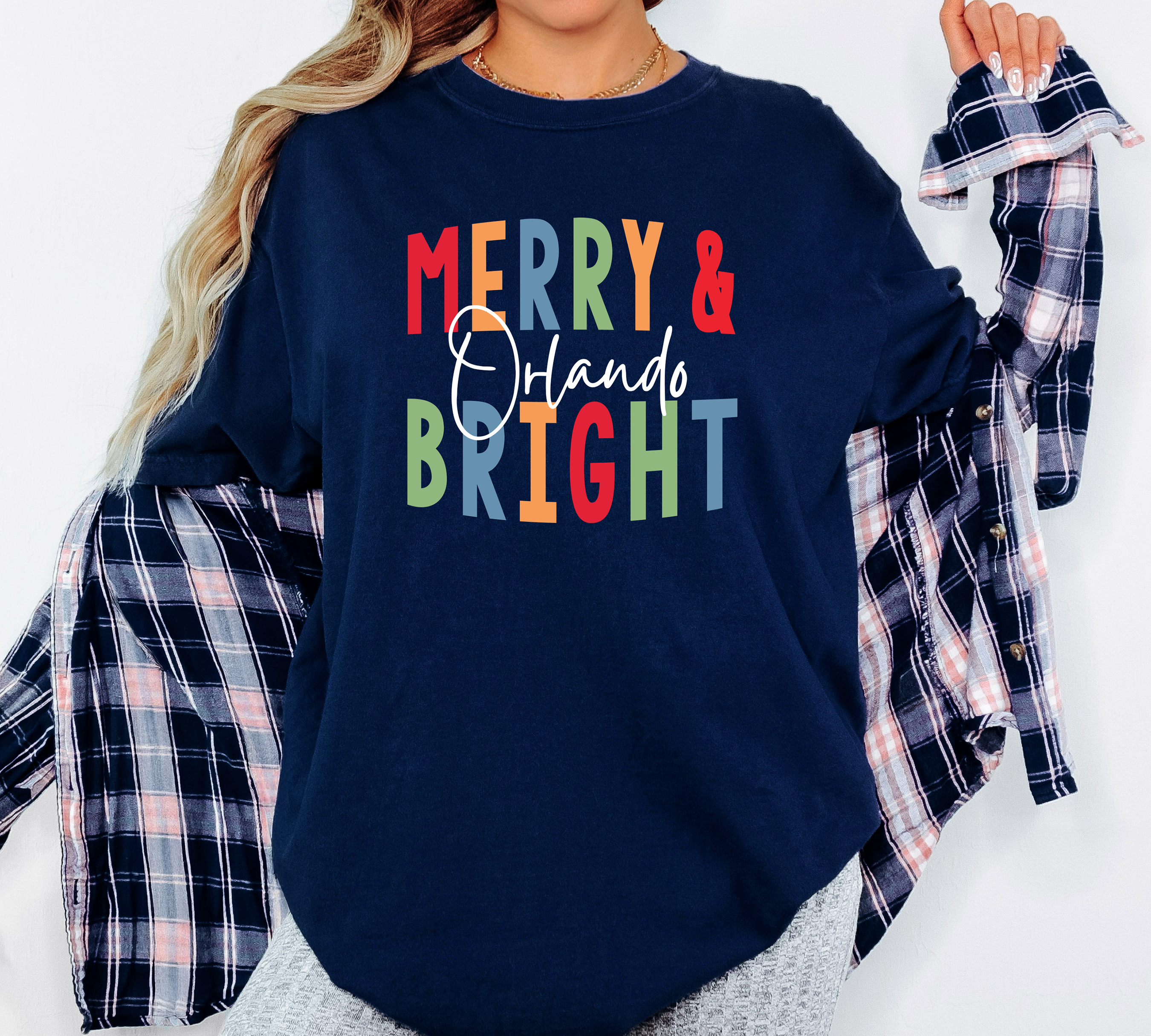 Clearance! Custom Merry & Bright Christmas Long Sleeve