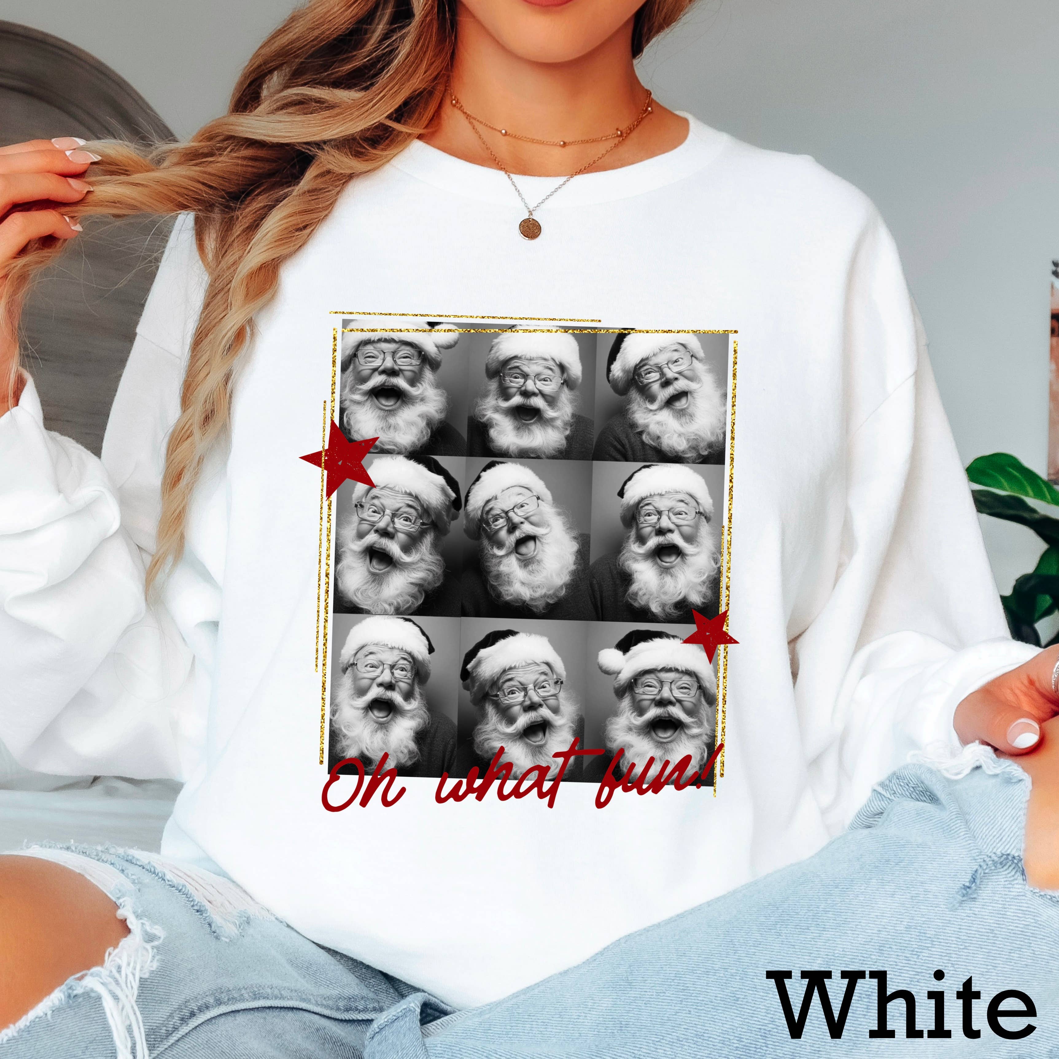 Oh What Fun Santa Christmas Long Sleeve Shirt | Gildan