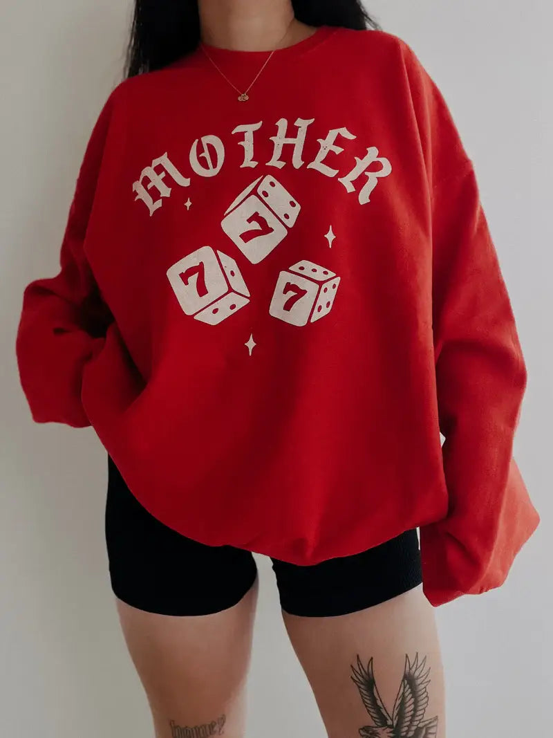 Mother Dice Mom Graphic Sweatshirt - Red