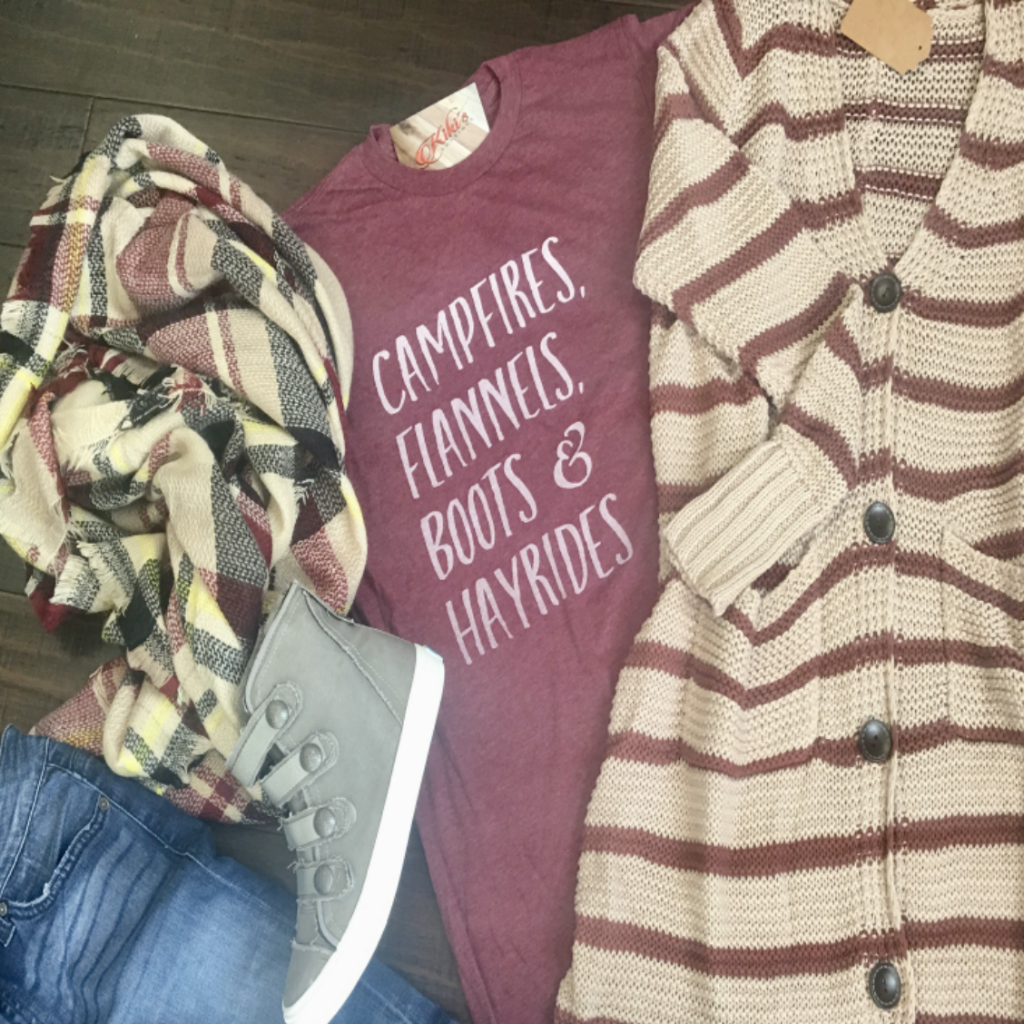 Campfires, Flannels, Boots, & Hayrides Tee