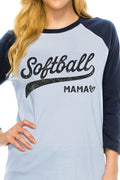 Softball Mama Heart Graphic Raglan Shirts