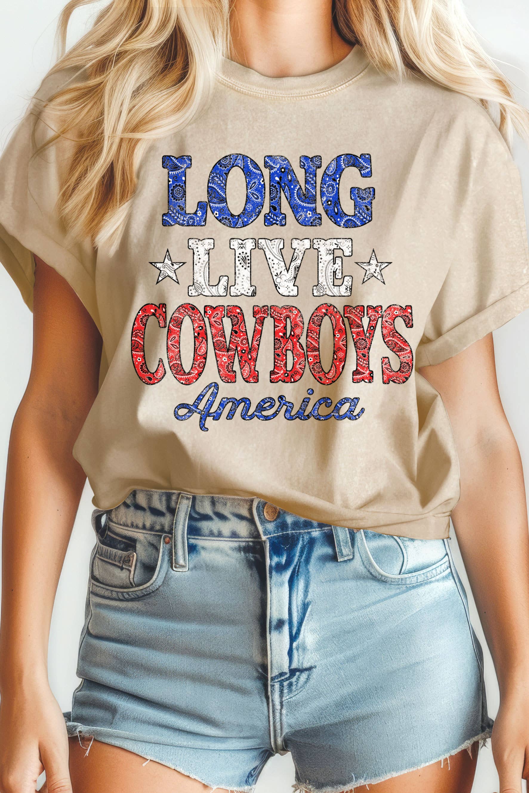 Long Live Cowboy Bandana Mineral Graphic Tshirts
