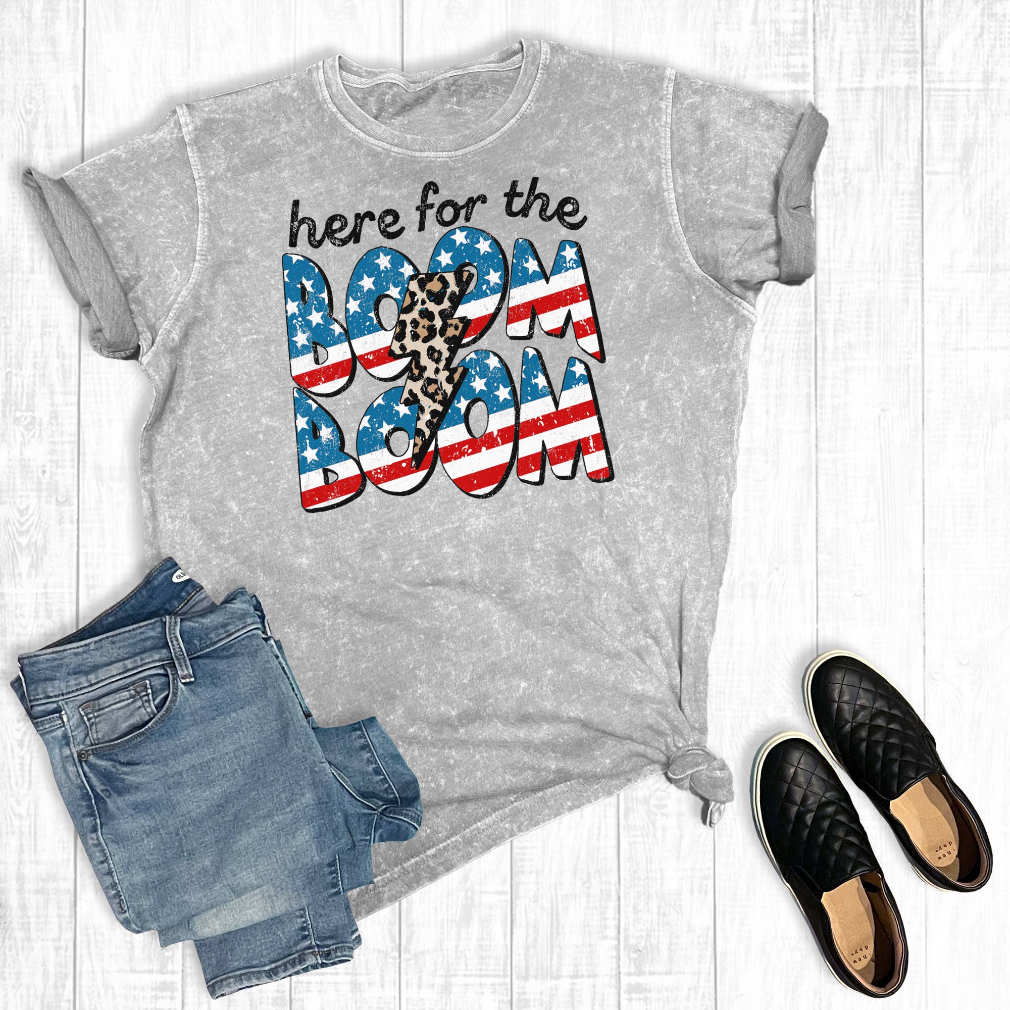 July 4th Here For the Boom Boom Mineral Wash Graphic Tee