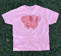 Checkered Hearts T E A C H T-Shirt On Jerzees Pink