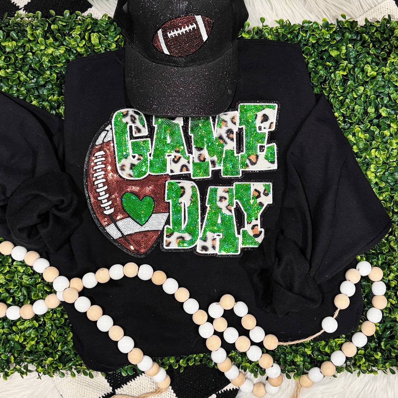 Green Football Leopard & Sequins Sweatshirt