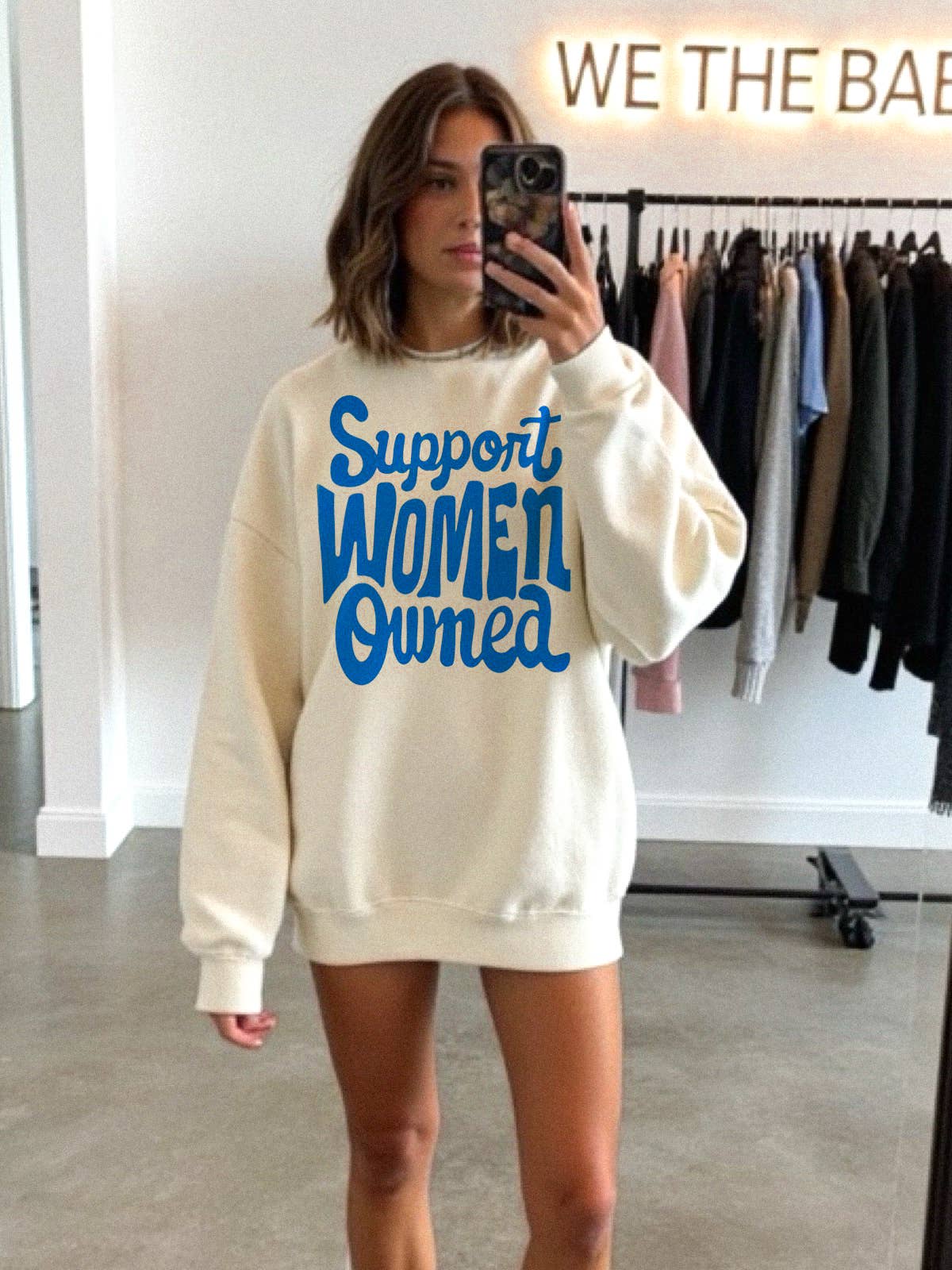 Support Woman Owned Graphic Sweatshirt - Vanilla
