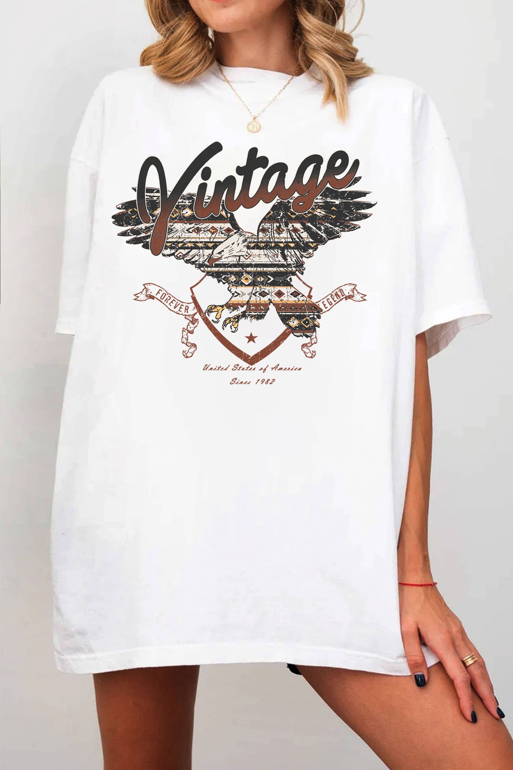 Vintage Forever Legend Eagle Oversized Graphic Tshirts
