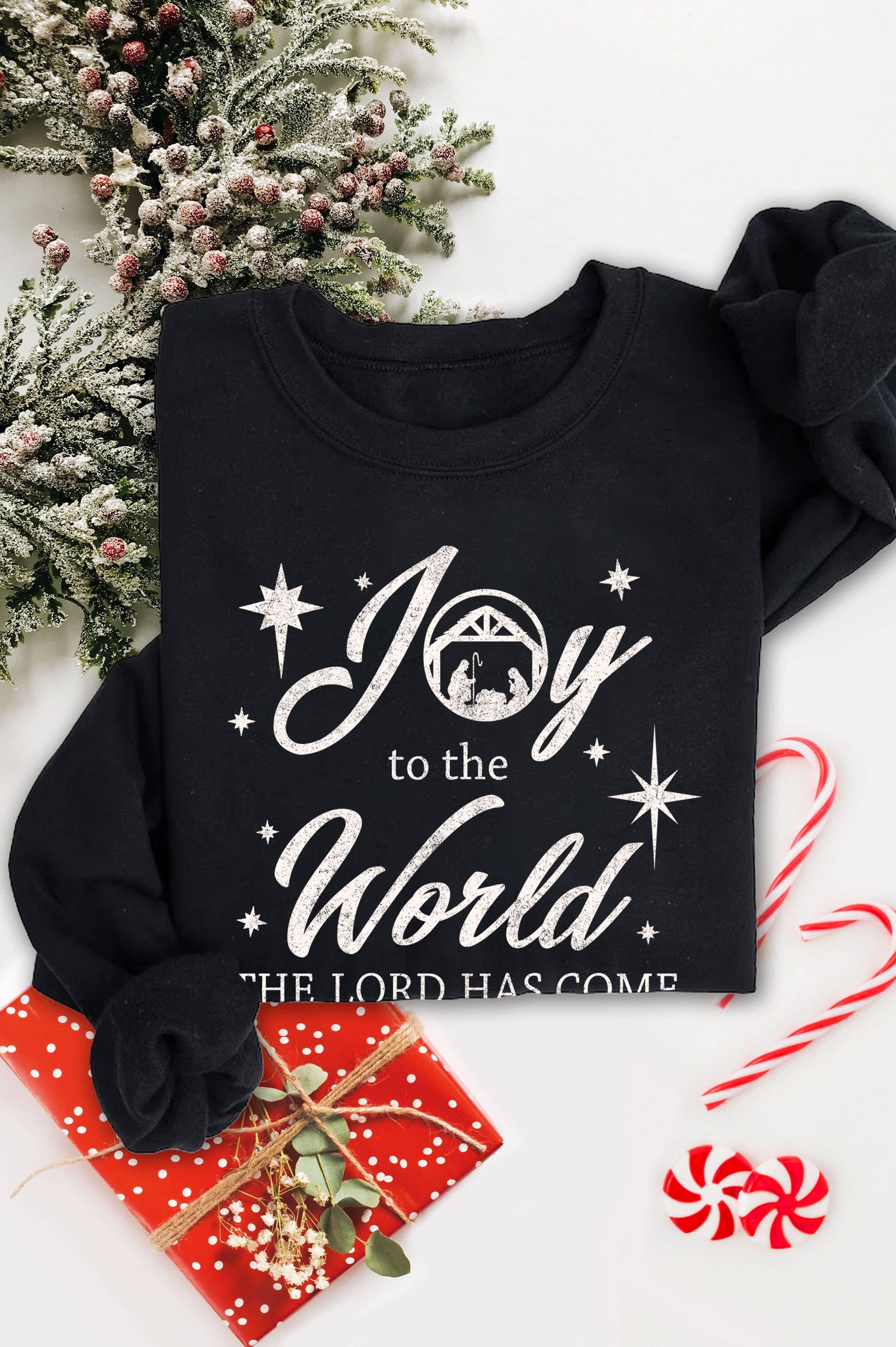Joy To the World Graphic Brushed Sweatshirts
