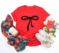 Merry Christmas Black Bow Red Christmas in July Graphic Tee