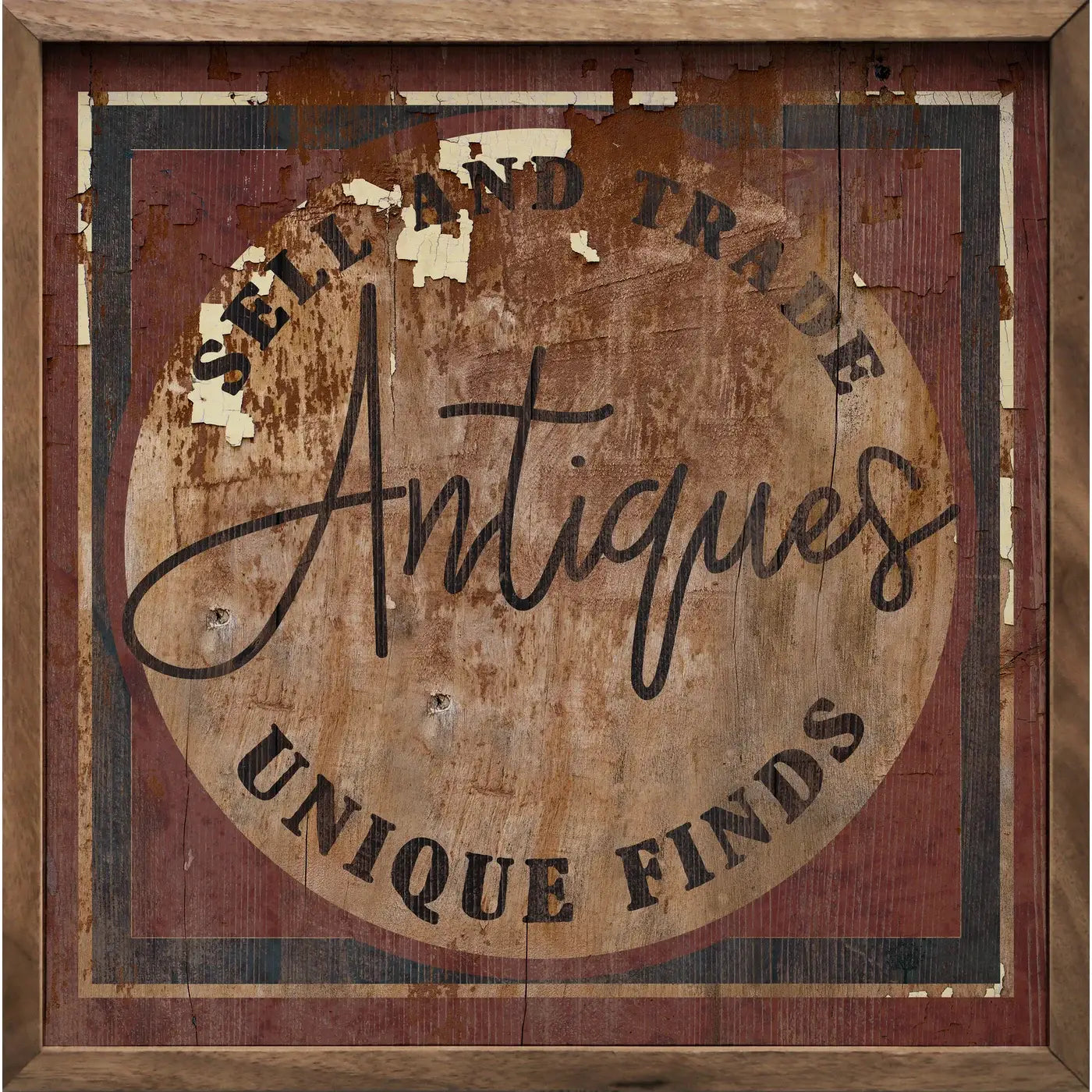 Antiques Rustic Border Red