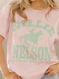 Willie Nelson Arch Horse Pink Thrifted Graphic Tee