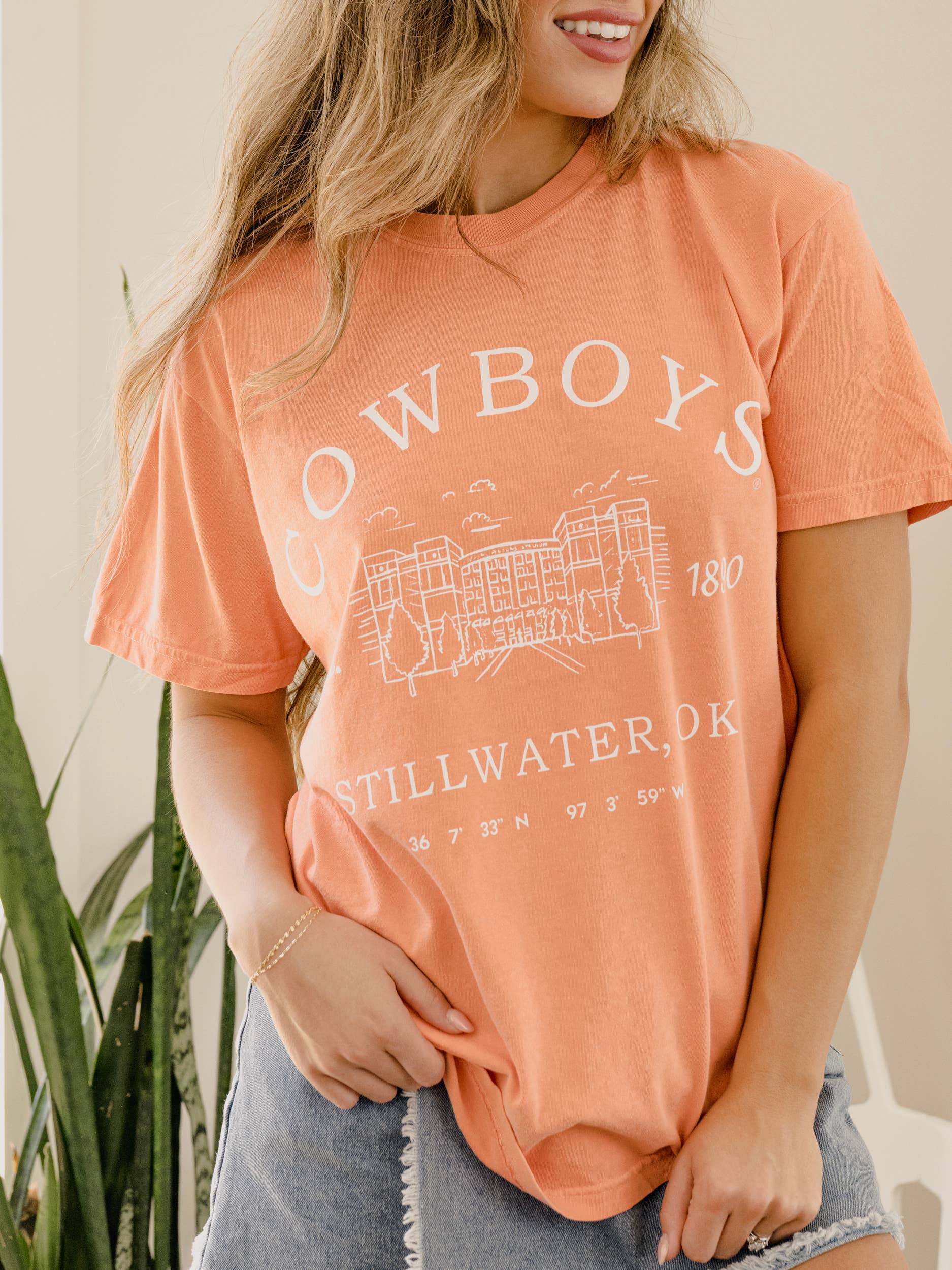 Osu Cowboys Stadium Coordinates Orange Comfort Colors Tee