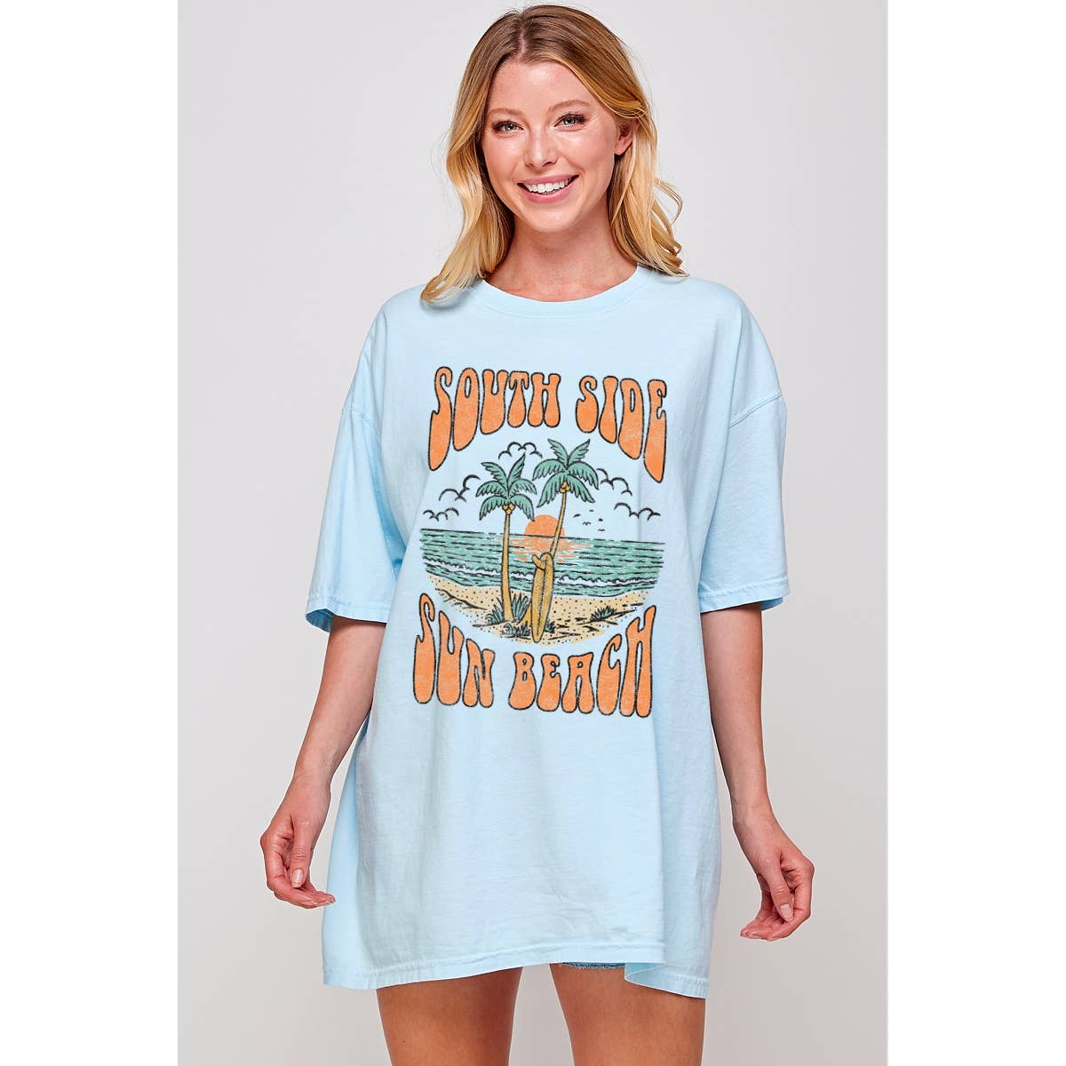 South Side Sun Beach   Vintage   Graphic  Oversized Tee